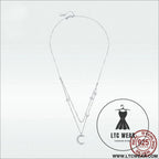 Starlight moon pure silver s925 plated necklace - bsn038 / sterling silver 925