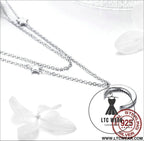 Starlight moon pure silver s925 plated necklace - bsn038 / sterling silver 925