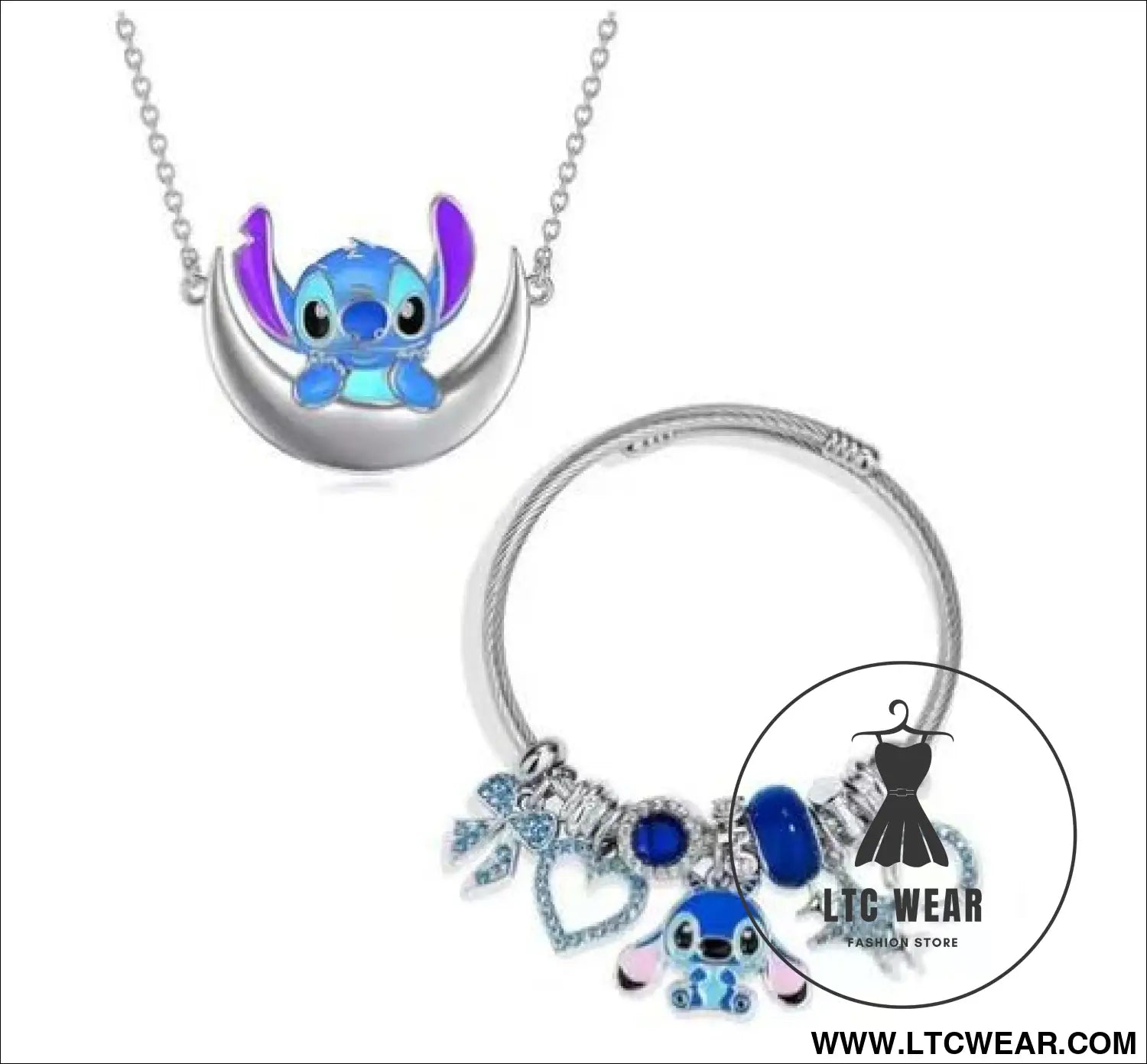 Stitch cartoon character bracelet wholesale - j-style two-piece set