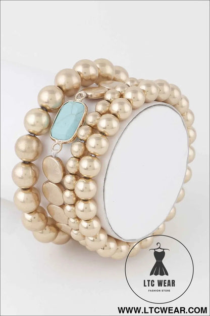 Stone Pendant Beaded Bracelet
