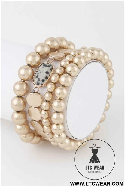 Stone Pendant Beaded Bracelet