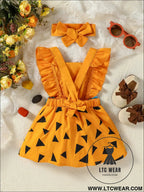 Strap dress bow tie triangle print triangle ha dress