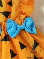 Strap dress bow tie triangle print triangle ha dress