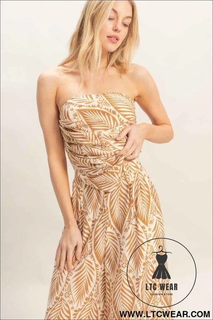 Strapless Top & Pant Print Set