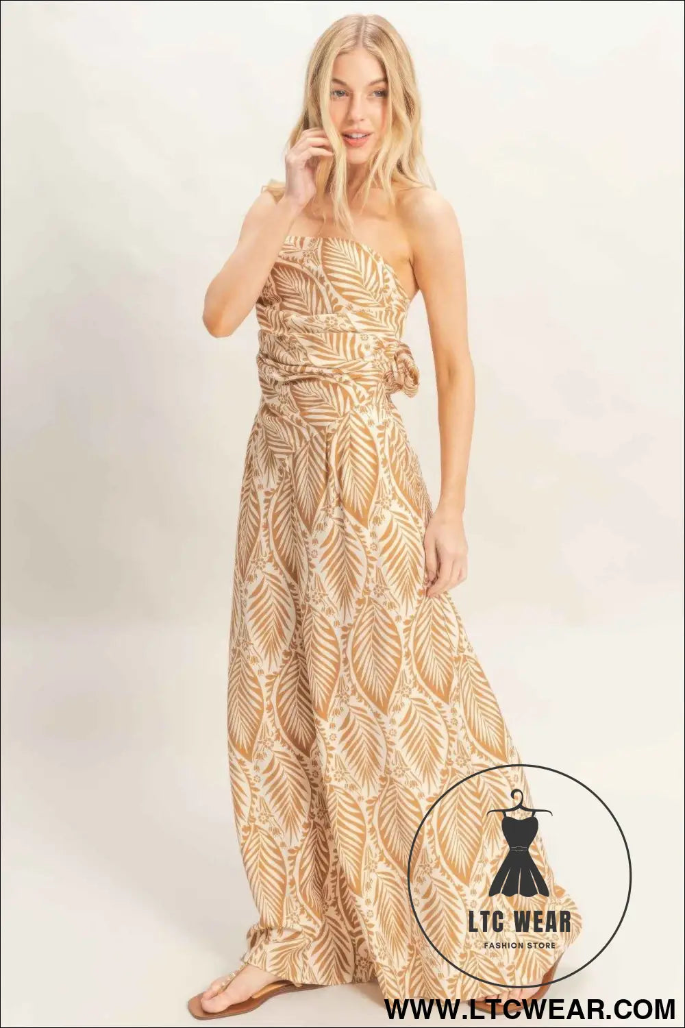 Strapless Top & Pant Print Set
