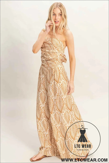 Strapless Top & Pant Print Set