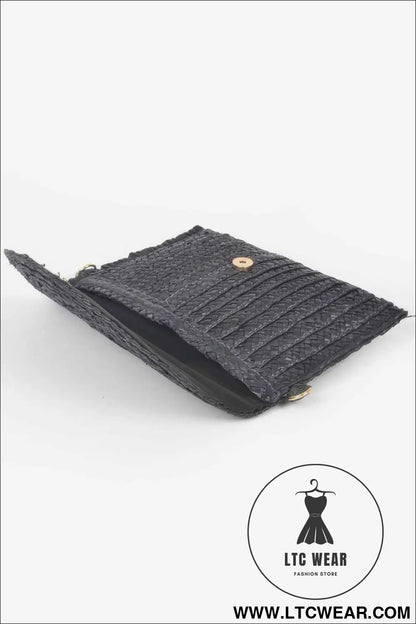 Straw Pom Pom Flap Bag