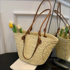 Straw woven bag for women large capacity single shoulder tote bag