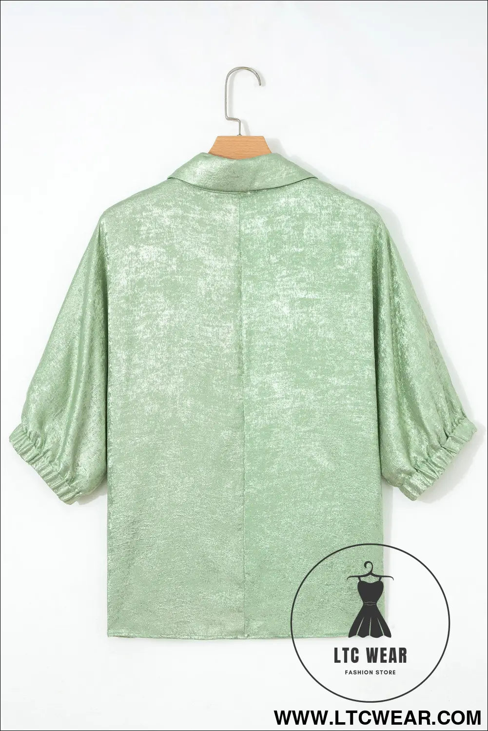 Strawberry Pink Collared V Neck Half Sleeve Metallic Top - L.T.C Wear Online Fashion Store