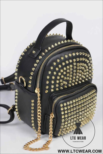 Studded Backpack With Chain Zippier