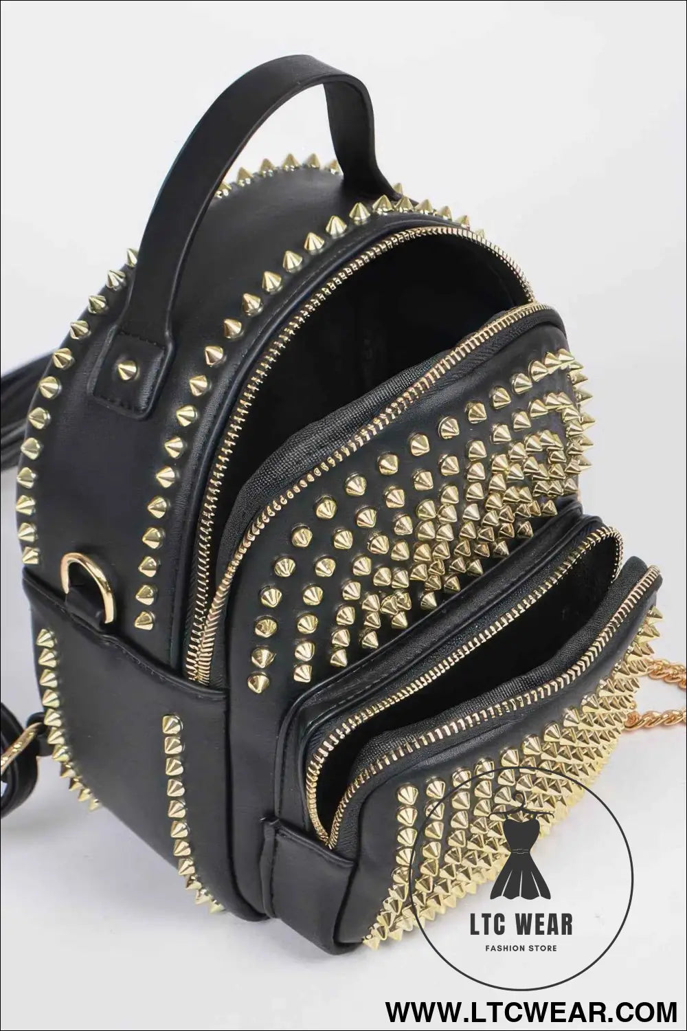 Studded Backpack With Chain Zippier
