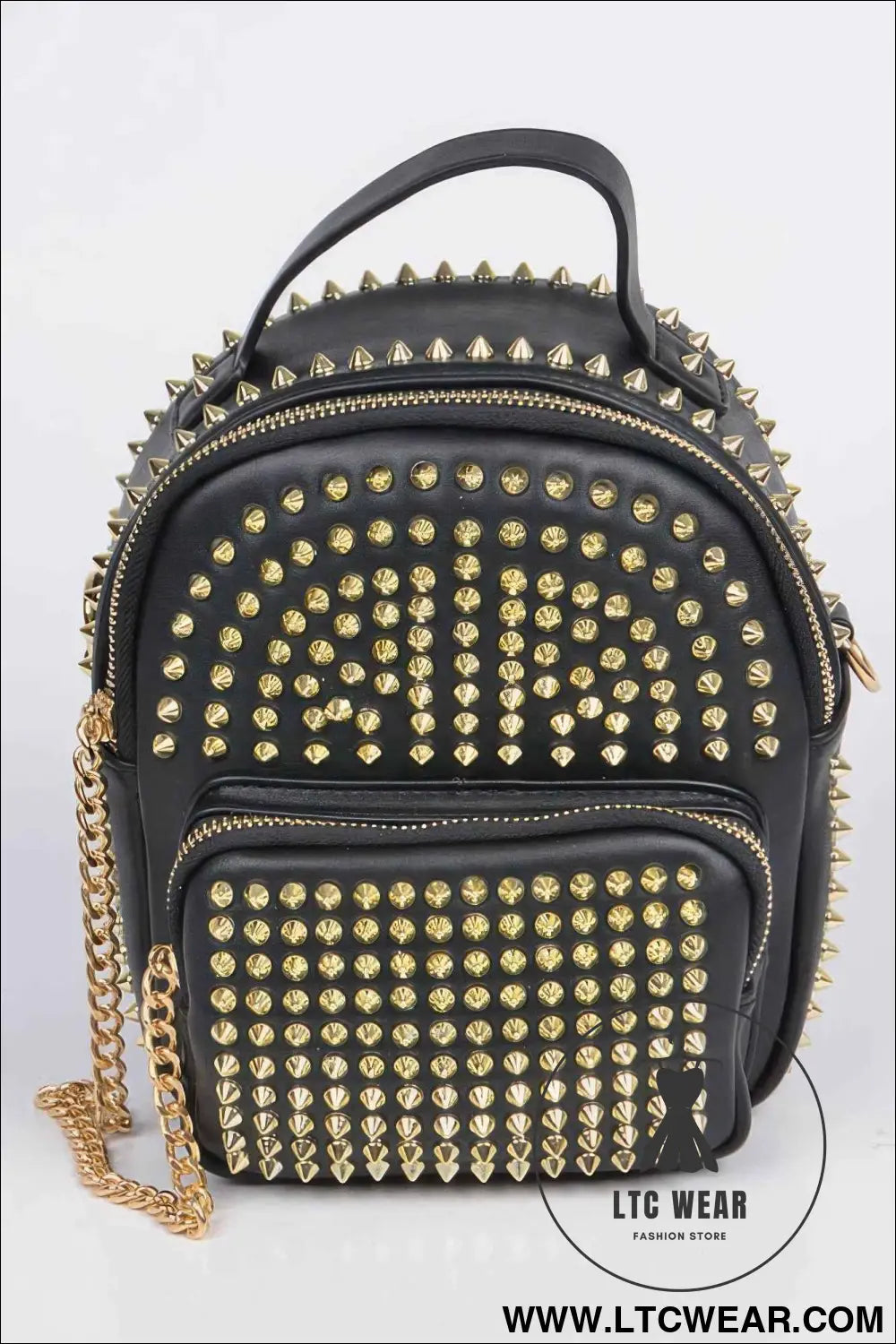 Studded Backpack With Chain Zippier