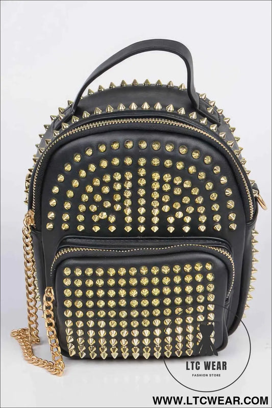 Studded Backpack With Chain Zippier