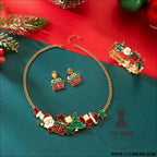 Style christmas necklace gift set santa claus & christmas tree pendant cute cartoon holiday jewelry neck and wrist