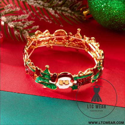 Style christmas necklace gift set santa claus & christmas tree pendant cute cartoon holiday jewelry neck and wrist
