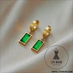 Style unique design blade chain luxury emerald zircon pendant titanium steel necklace for women