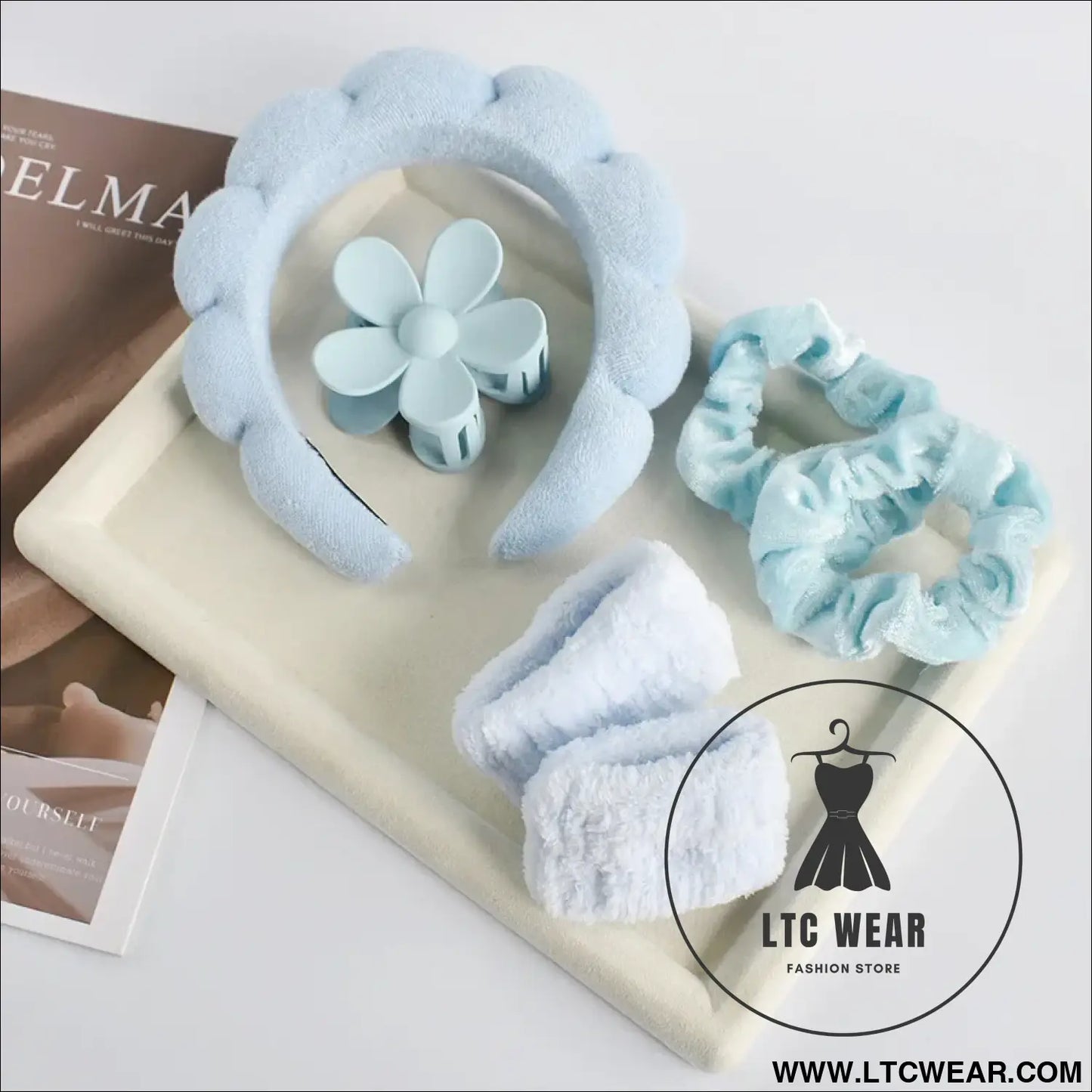 Stylish Microfiber Wristbands & Spa Bubble Headband Set - L.T.C Wear Online Fashion Store