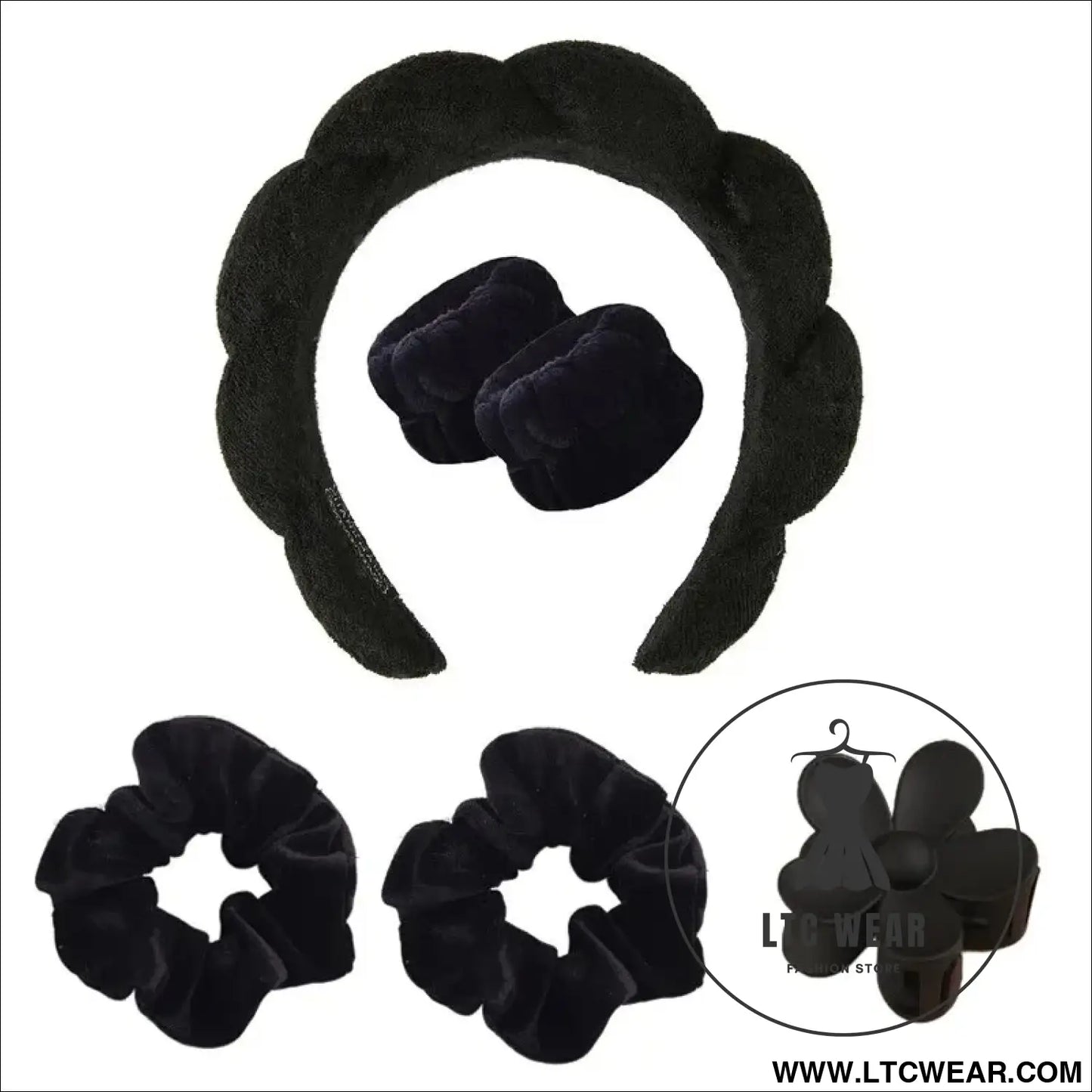 Stylish Microfiber Wristbands & Spa Bubble Headband Set - L.T.C Wear Online Fashion Store