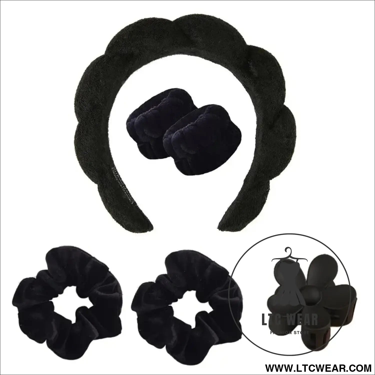 Stylish Microfiber Wristbands & Spa Bubble Headband Set - L.T.C Wear Online Fashion Store