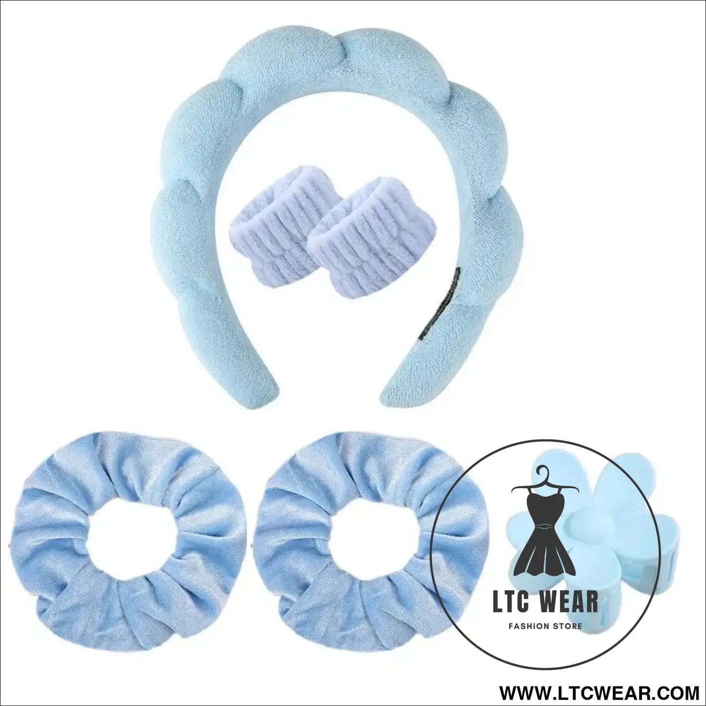 Stylish Microfiber Wristbands & Spa Bubble Headband Set - L.T.C Wear Online Fashion Store