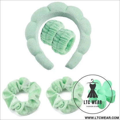 Stylish Microfiber Wristbands & Spa Bubble Headband Set - L.T.C Wear Online Fashion Store
