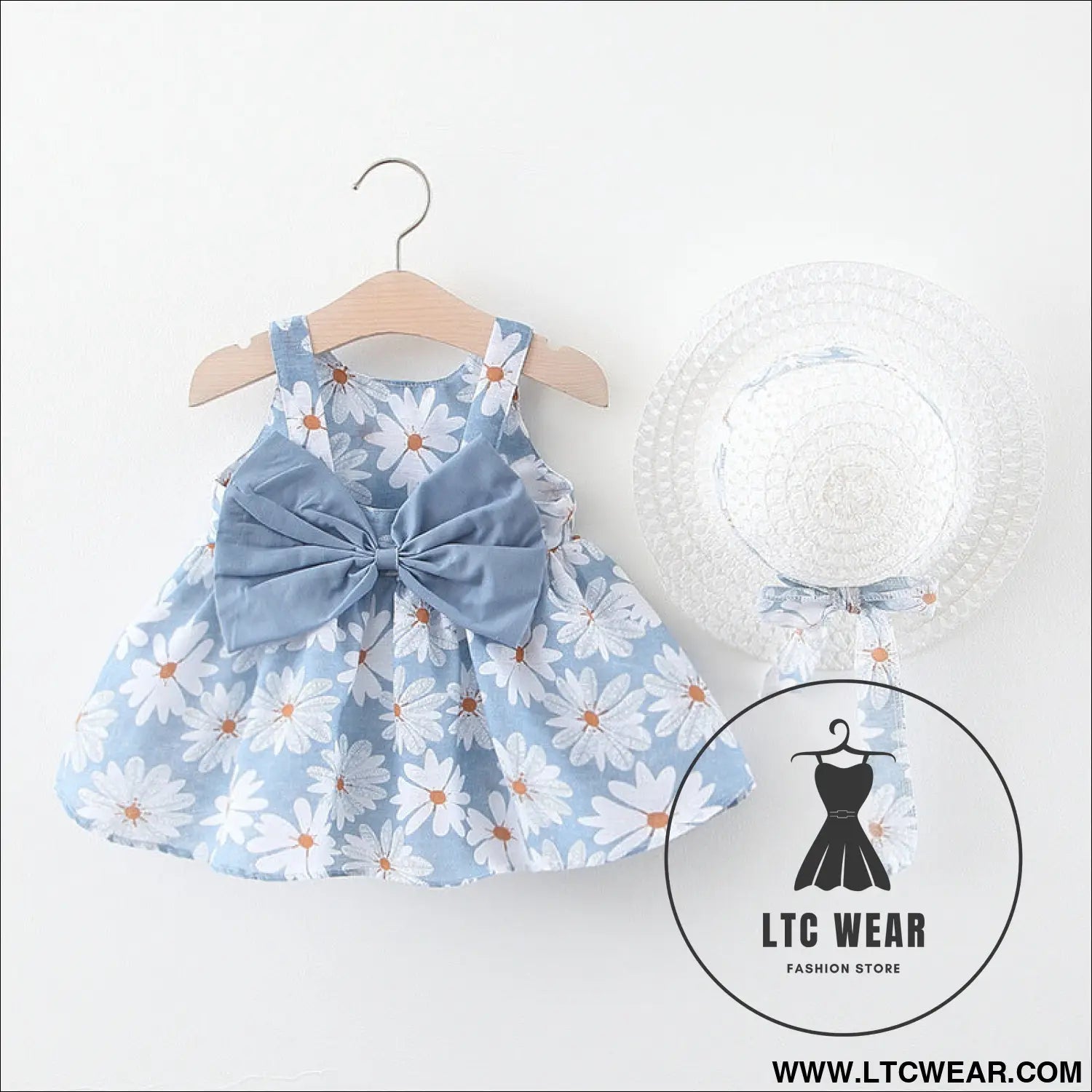 Summer new baby girl flower suspender skirt to send straw hat infant children european and american children’s skirt