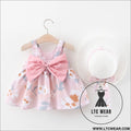 Summer new baby girl flower suspender skirt to send straw hat infant children european and american children’s skirt