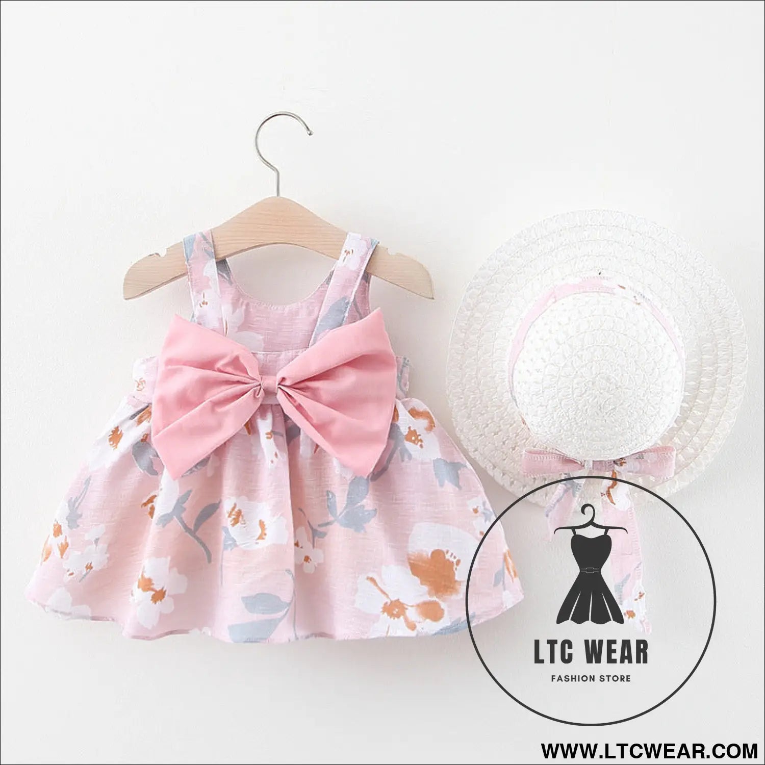Summer new baby girl flower suspender skirt to send straw hat infant children european and american children’s skirt