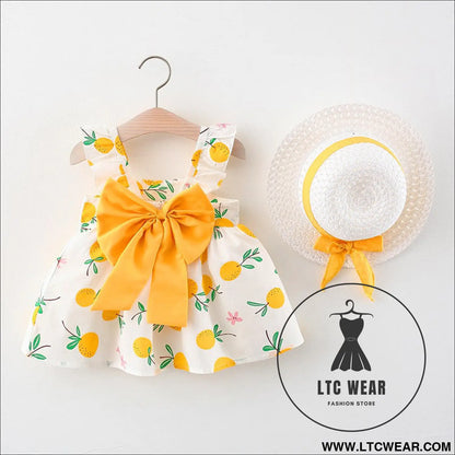 Summer new princess suspender dress baby cotton skirt children’s clothing - yellow / 73cm