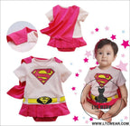 Superman harper with cloak embroidery superman wukong creeper baby suit jumpsuit - superman pink short sleeve / 70cm
