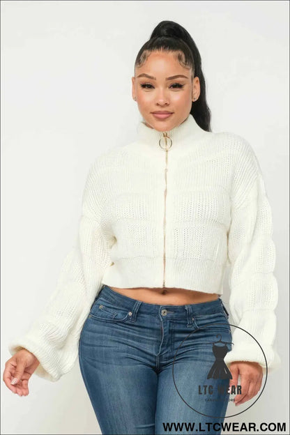 Sweater Top W/ Front Zipper