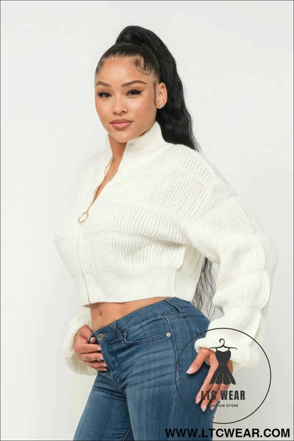 Sweater Top W/ Front Zipper