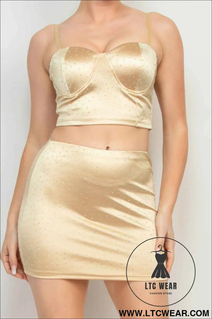 Sweetheart Bustier Rhinestones Crop Top