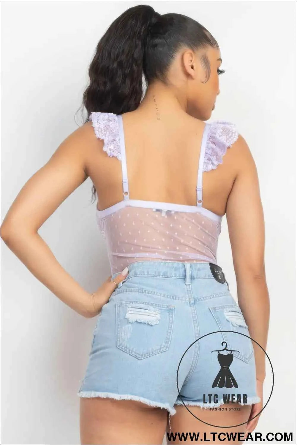 Sweetheart Cut-out Cami Ruffled Bodysuit
