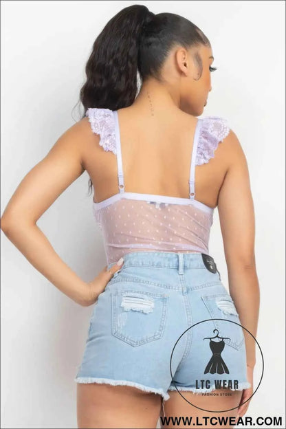 Sweetheart Cut-out Cami Ruffled Bodysuit