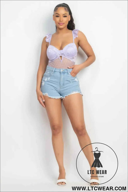 Sweetheart Cut-out Cami Ruffled Bodysuit