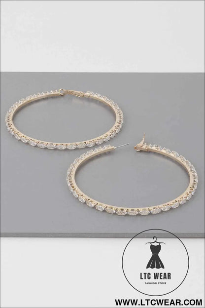 Teardrop Jeweled Hoop Earrings