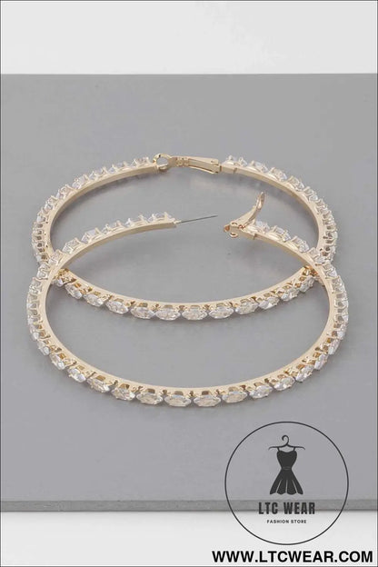 Teardrop Jeweled Hoop Earrings