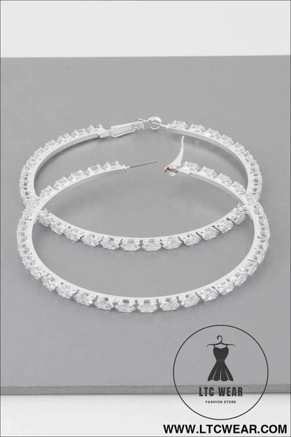 Teardrop Jeweled Hoop Earrings
