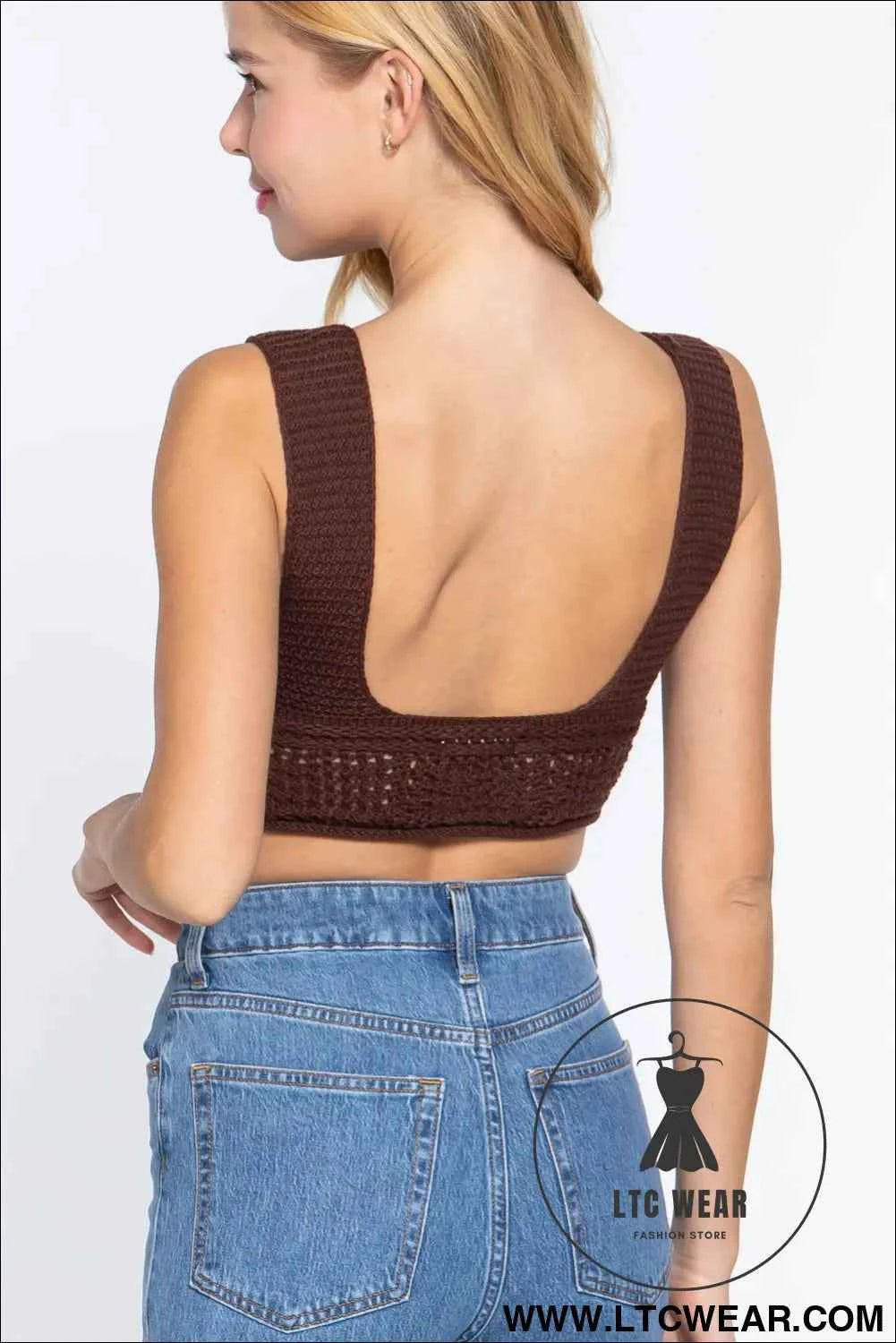 Textured Crop Sweater Tank Top
