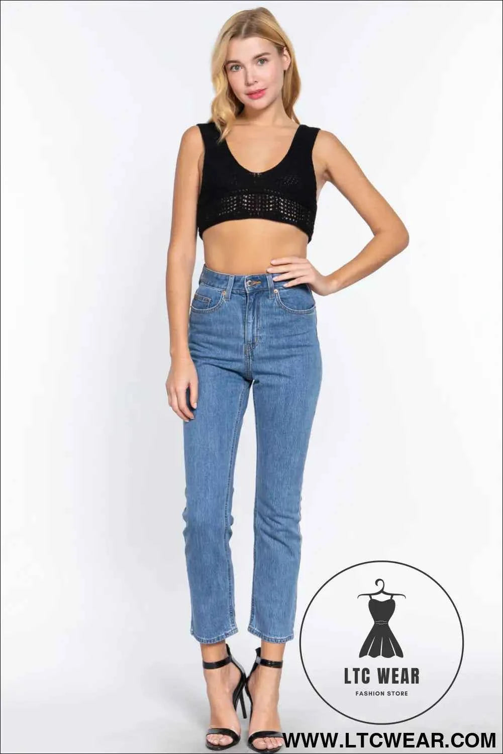 Textured Crop Sweater Tank Top