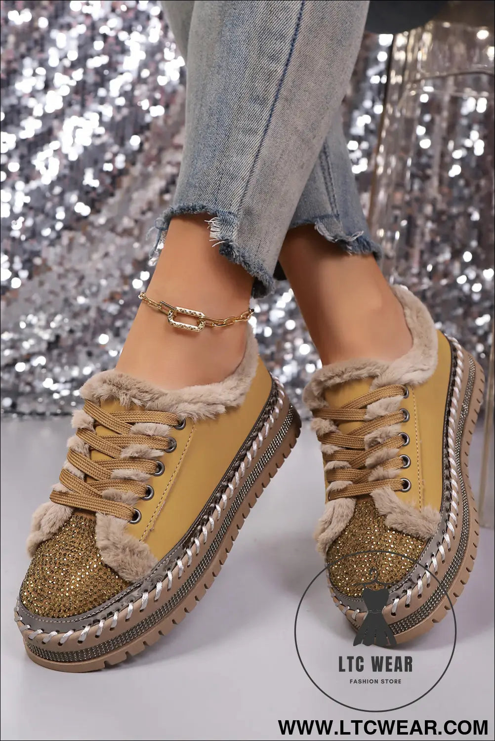 Thai curry fur trimmed patchwork lace up platform sneakers - womens shoes