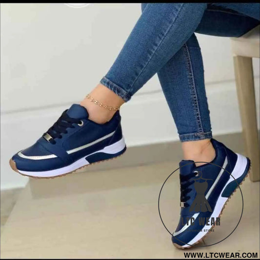 Thick soled color blocked casual low cut sports women's shoes