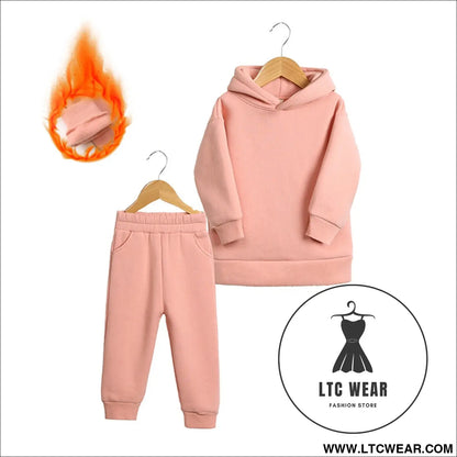 Thickened autumn and winter clothing children’s sports suit casual pullover hooded sweater trousers two-piece set
