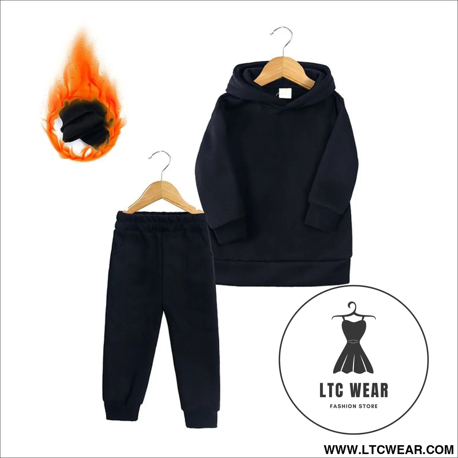 Thickened autumn and winter clothing children’s sports suit casual pullover hooded sweater trousers two-piece set