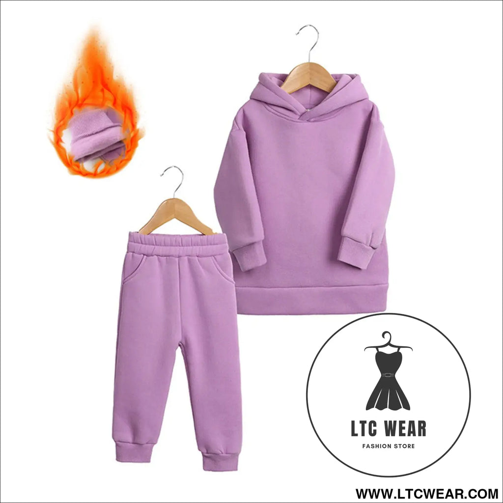 Thickened autumn and winter clothing children’s sports suit casual pullover hooded sweater trousers two-piece set
