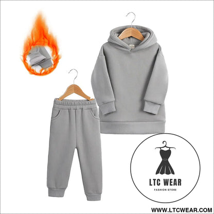 Thickened autumn and winter clothing children’s sports suit casual pullover hooded sweater trousers two-piece set