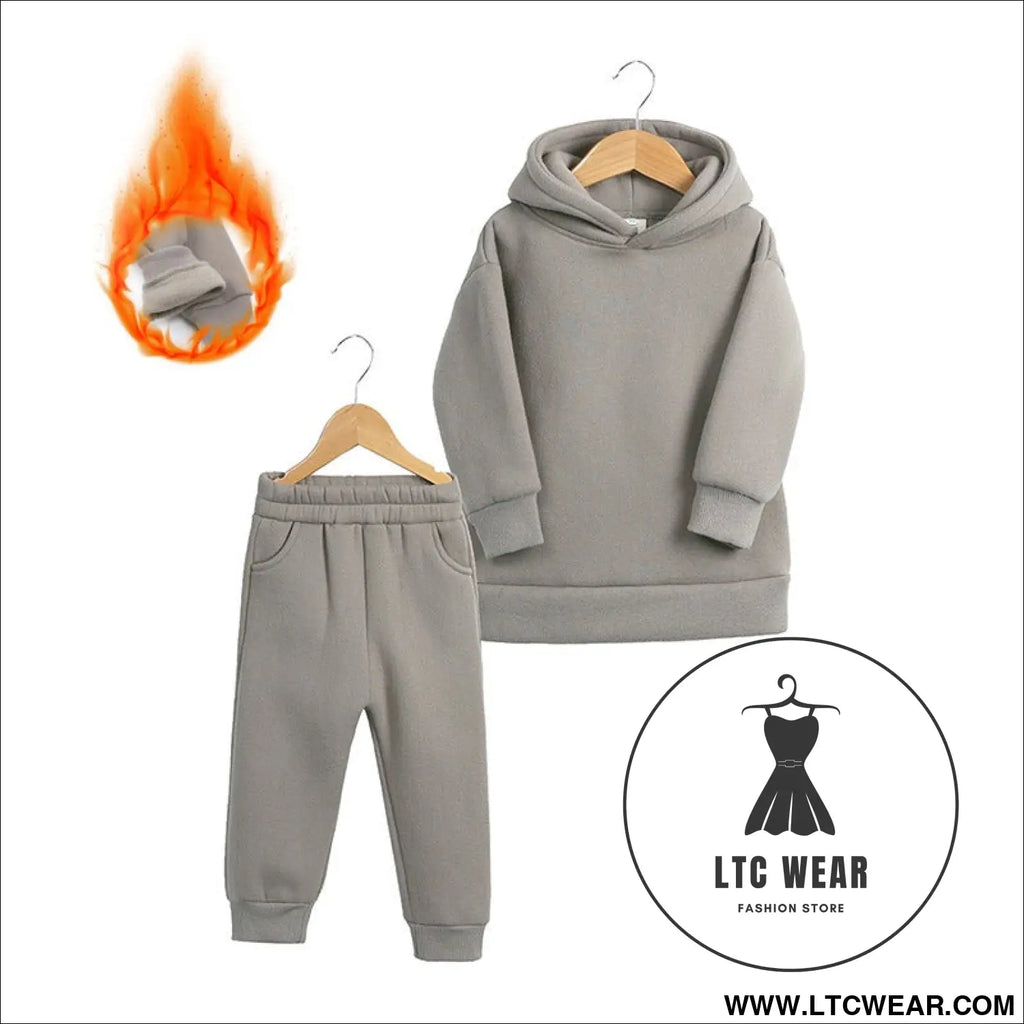 Thickened autumn and winter clothing children’s sports suit casual pullover hooded sweater trousers two-piece set