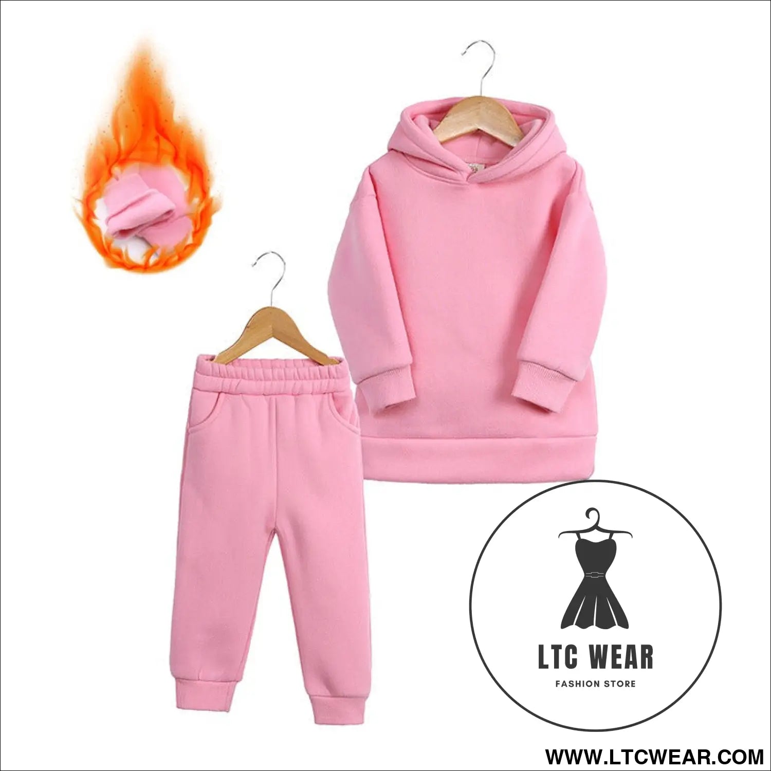 Thickened autumn and winter clothing children’s sports suit casual pullover hooded sweater trousers two-piece set