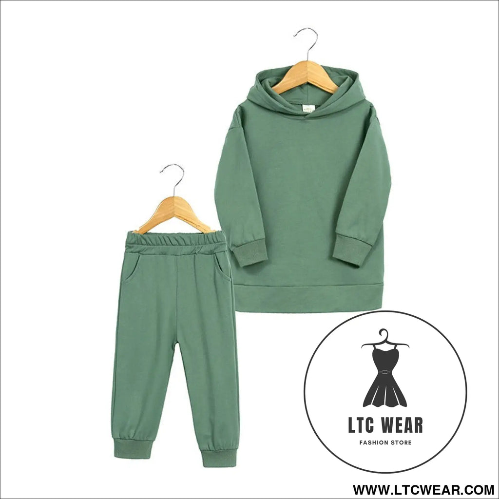 Thickened autumn and winter clothing children’s sports suit casual pullover hooded sweater trousers two-piece set